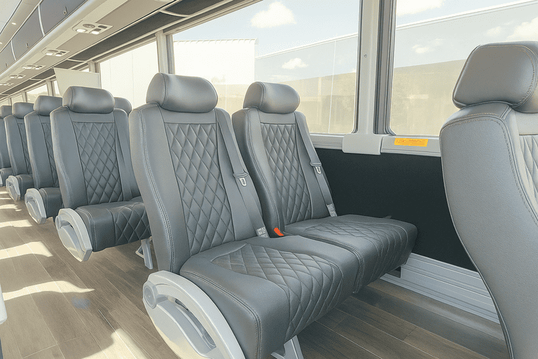 interior of Roanoke Minibus Company charter bus