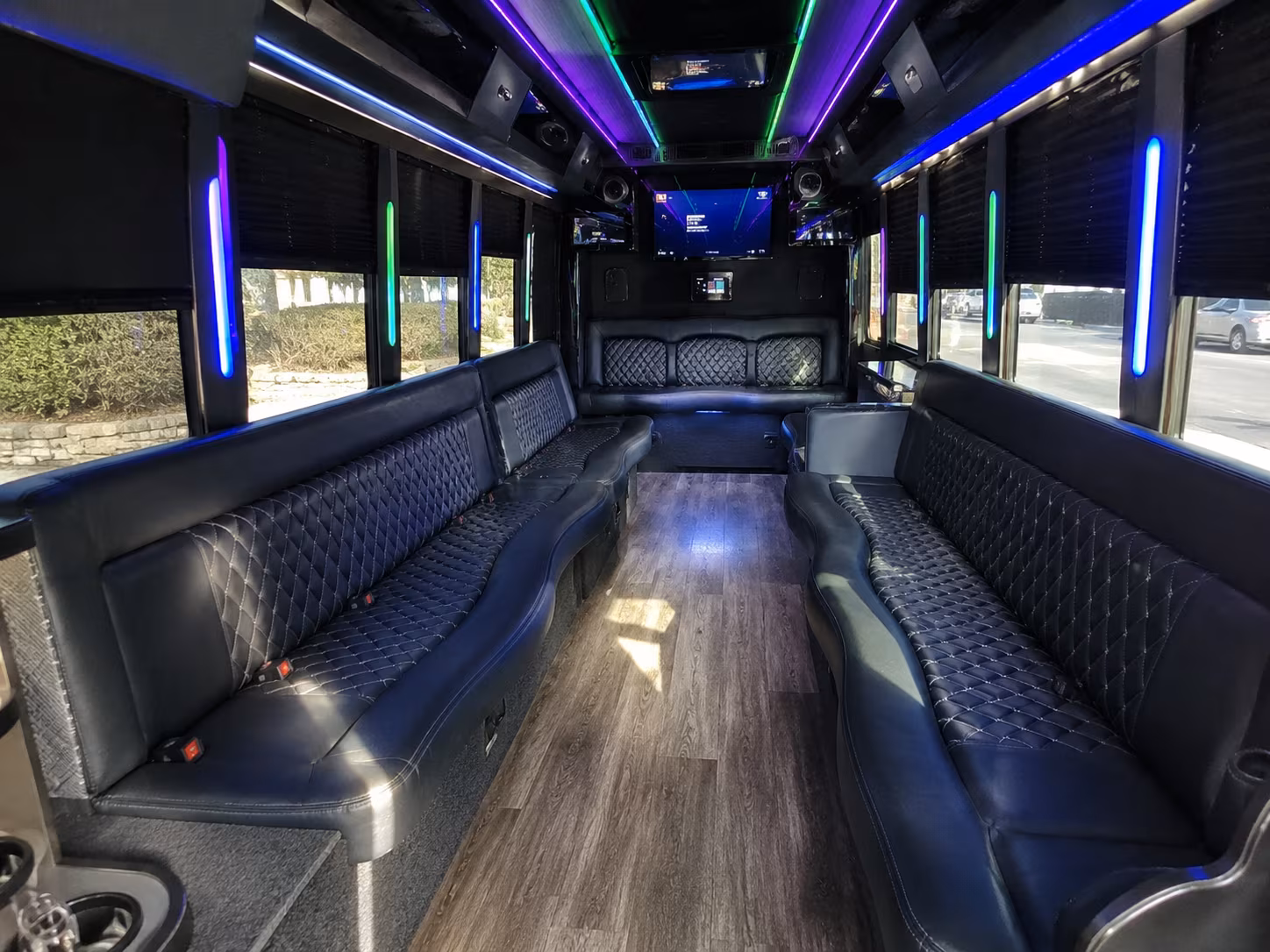 roanoke 15 passenger party bus interior