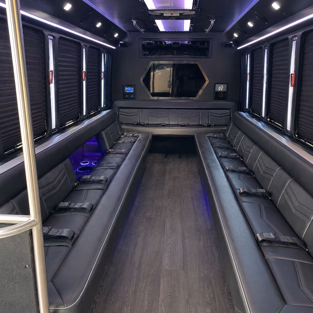 roanoke 18 passenger party bus interior