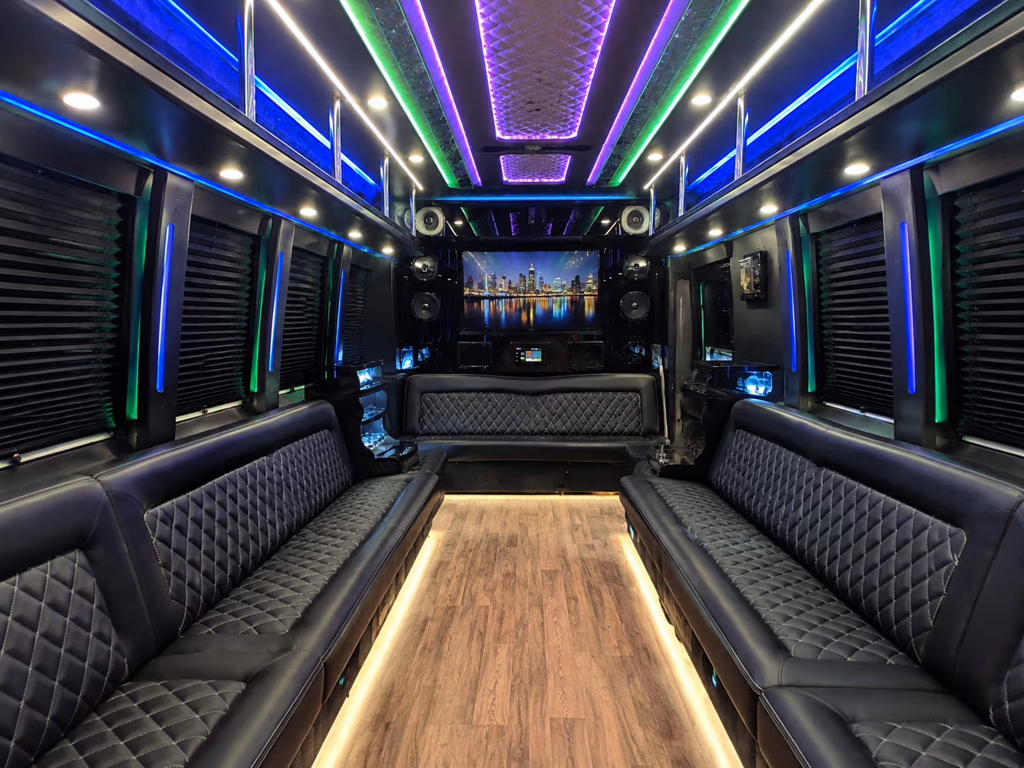 roanoke 25 passenger party bus interior