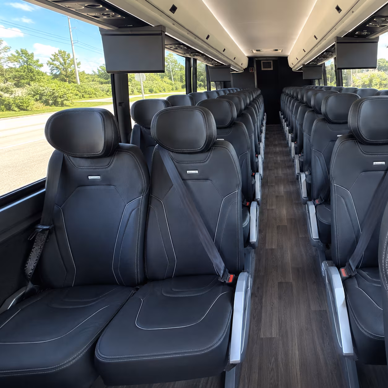 roanoke 47 passenger charter bus inside